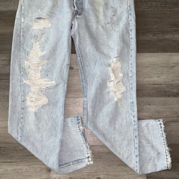 Levis 501 Original Jeans 1980s 80s Button Fly Distressed Batwing Vintage 32 x 30 - Picture 9 of 12